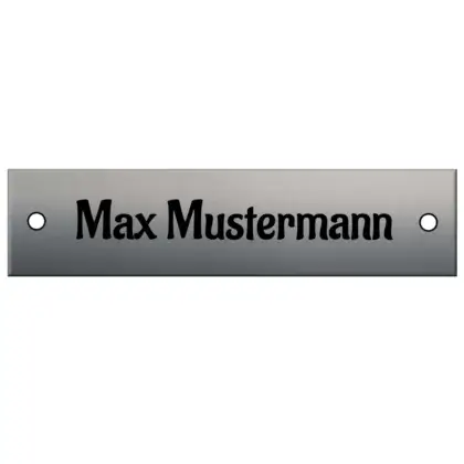 Edelstahl Türbeschilderung mit Gravur Maße: 125x30 mm mit 2 Bohrungen