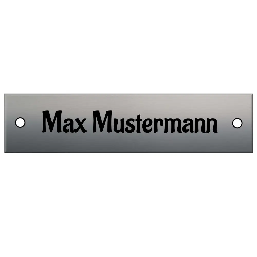 Edelstahl Türbeschilderung mit Gravur Maße: 125x30 mm mit 2 Bohrungen