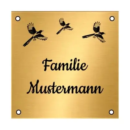 Graviertes Messingschild personalisiert Maße: 70x70 mm mit 4 Bohrungen