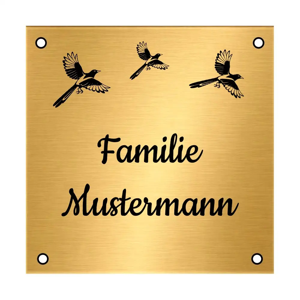 Graviertes Messingschild personalisiert Maße: 70x70 mm mit 4 Bohrungen