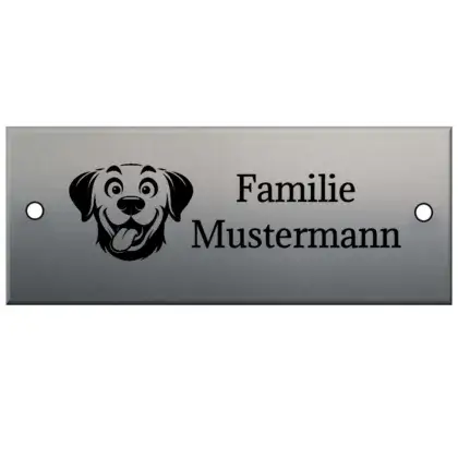 Gravur Schild aus Edelstahl Maße: 125x50 mm mit 2 Bohrungen