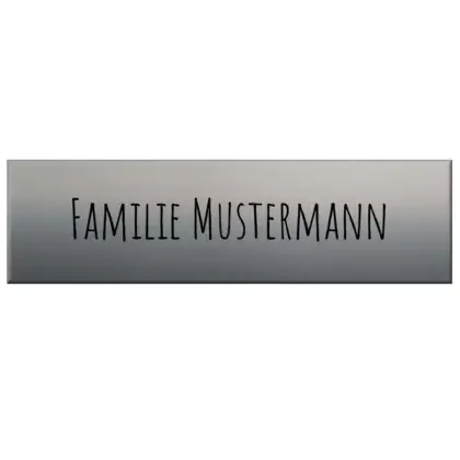 Haustür Familienschild aus Edelstahl mit Gravur Maße: 125x35 mm