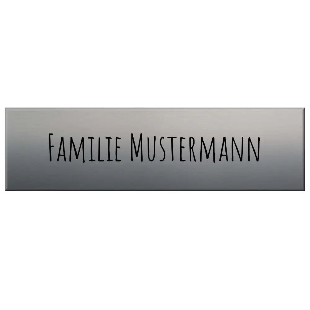 Haustür Familienschild aus Edelstahl mit Gravur Maße: 125x35 mm
