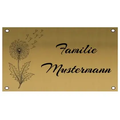 Individuelles Türschild aus Edelstahl in Messingoptik Maße: 180x100 mm mit 4 Bohrungen