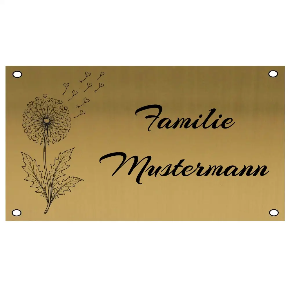Individuelles Türschild aus Edelstahl in Messingoptik Maße: 180x100 mm mit 4 Bohrungen