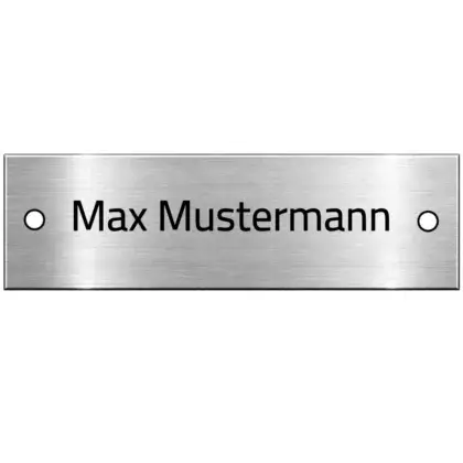 Klingel und Briefkastenschild aus Edelstahl mit Gravur Maße: 100x30 mm mit 2 Bohrungen