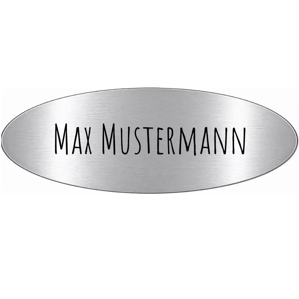 Kunststoffschild gravieren lassen in Edelstahloptik Maße: 98x35 mm