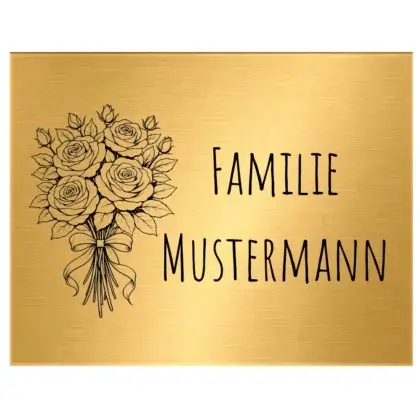 Namensschild aus Messing mit Gravur Maße: 90x70x2 mm