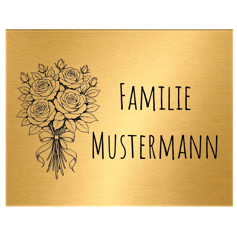 Namensschild aus Messing mit Gravur Maße: 90x70x2 mm