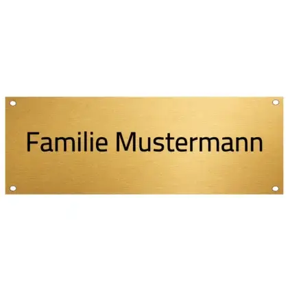Personalisiertes Messingschild mit Gravur Maße: 200x70 mm mit 4 Bohrungen