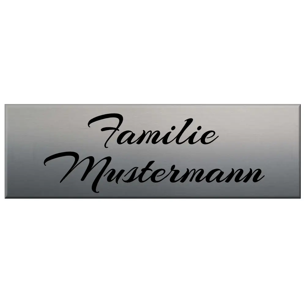 Personalisiertes Schild aus Edelstahl mit Lasergravur Maße: 125x40 mm