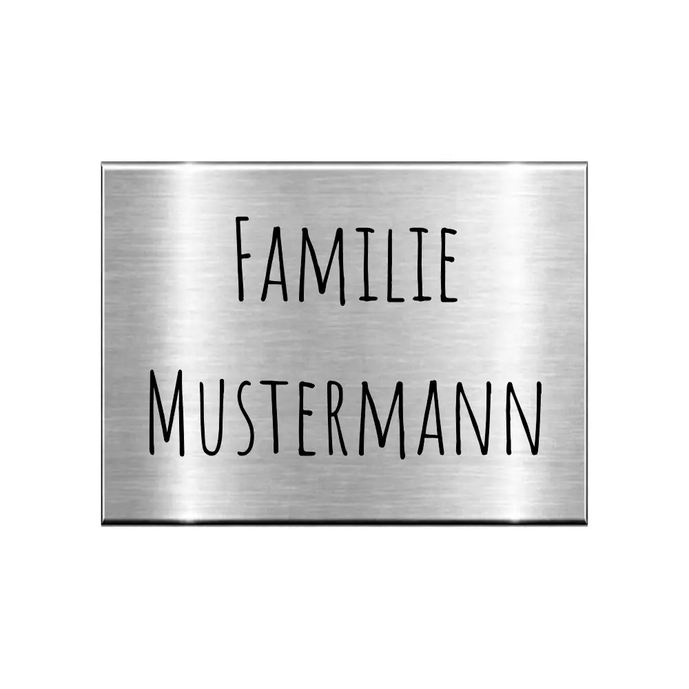 Schild personalisiert aus Edelstahl mit Gravur Maße: 60x45 mm