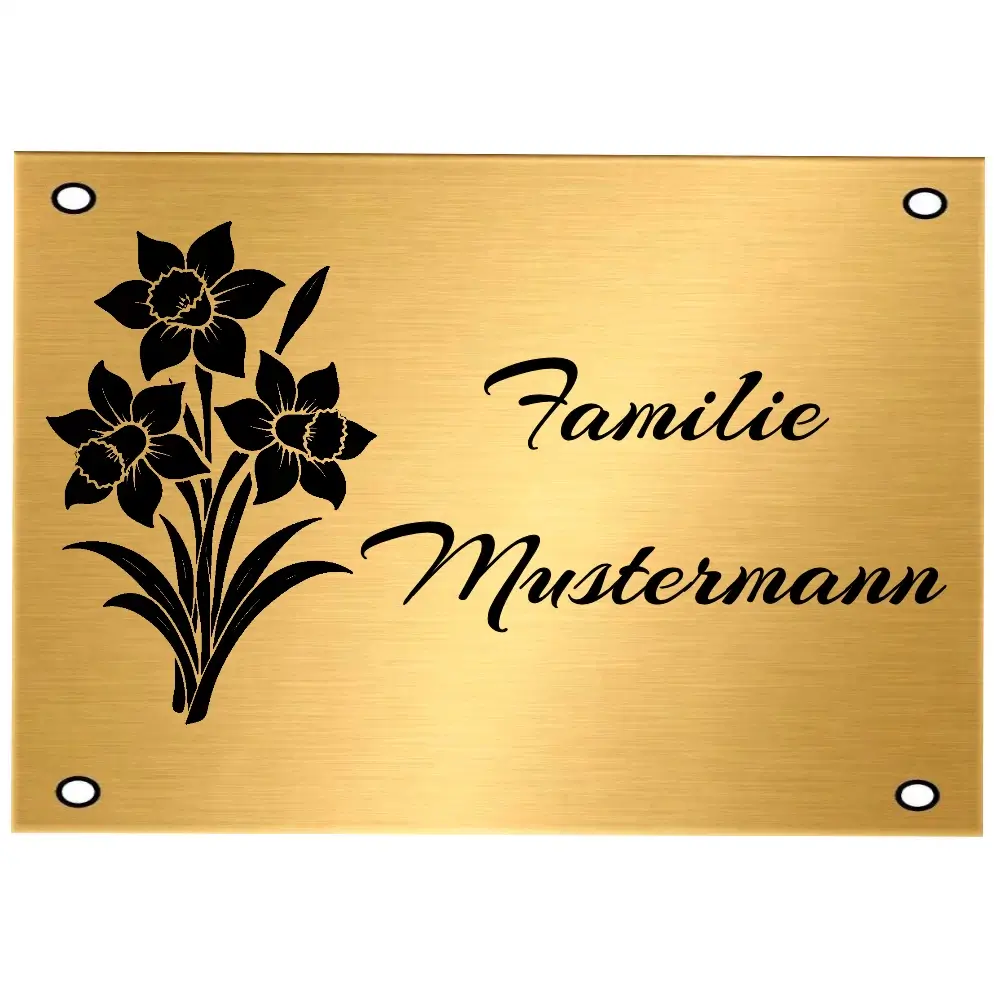 Türschild aus Messing mit Gravur Maße: 100x70x2 mm mit 4 Bohrungen