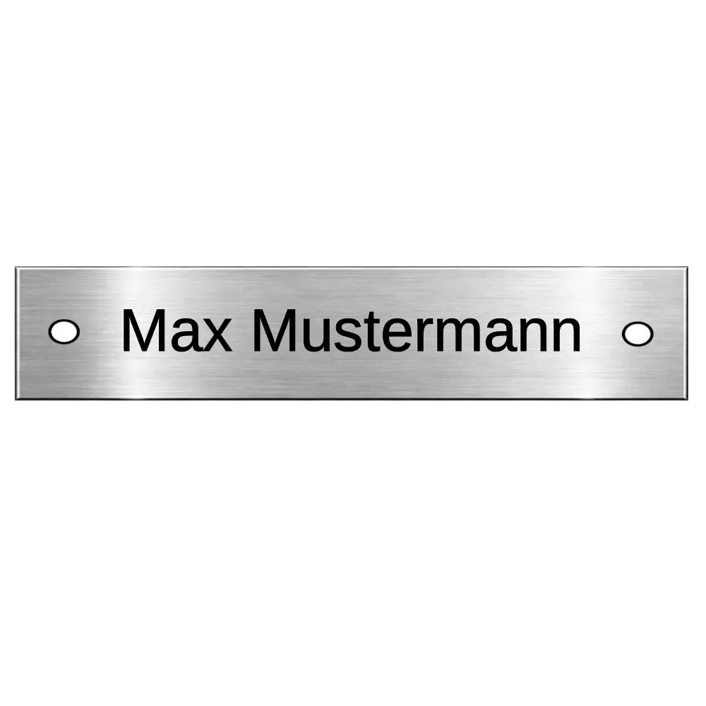 Türschild für die Familie aus Edelstahl mit Gravur Maße: 125x20 mm mit 2 Bohrungen