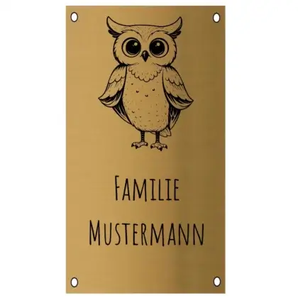 Türschild individuell gestalten aus Edelstahl in Messingoptik Maße: 100x180mm mit 4 Bohrungen