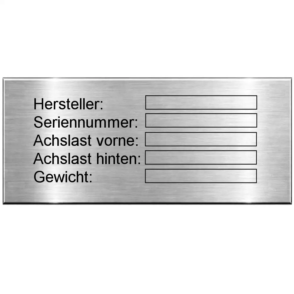 Anhänger Typenschild gravieren lassen aus Edelstahl Maße: 100x44 mm