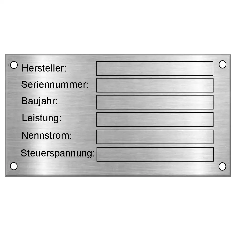 Maschinentypenschild aus Edelstahl mit Laser-Gravur Maße: 125x70 mm – Bild 2