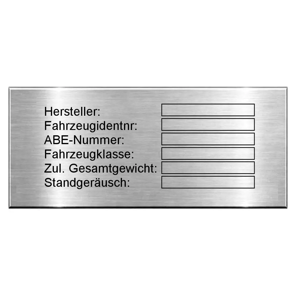 Motorrad Typenschild aus Edelstahl mit Lasergravur Maße: 80x35 mm