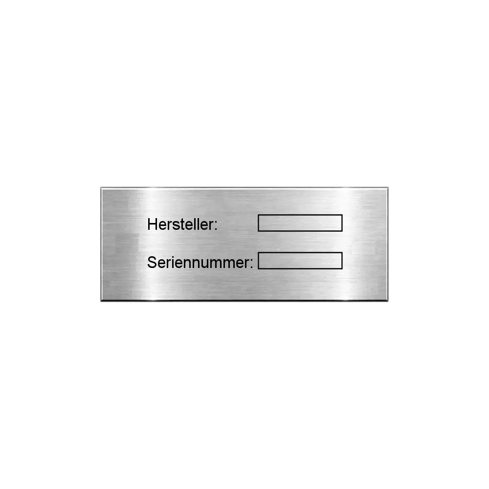 Maschinen Typenschild beschriften aus Edelstahl mit Gravur Maße: 50x20 mm