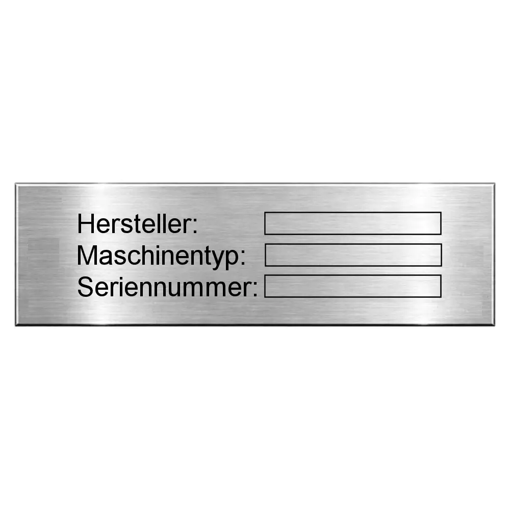 Typenschild bestellen aus Edelstahl mit Gravur Maße: 80x24 mm