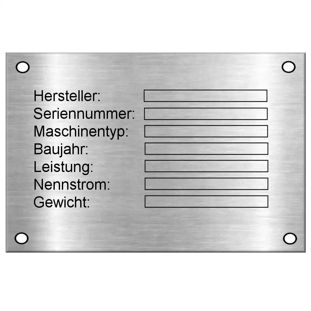 Typenschild aus Blech (Edelstahl) mit Laserbeschriftung Maße: 90x60 mm – Bild 2