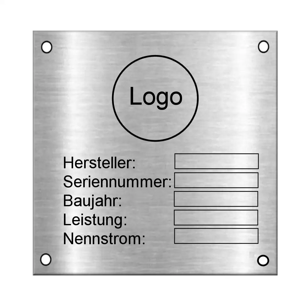 Typenschild Einzelanfertigung aus Edelstahl mit Gravur Maße: 50x50 mm – Bild 2