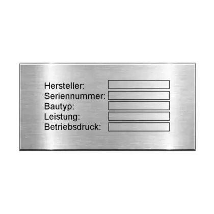 Edelstahl Typenschild online bestellen mit Gravur Maße: 70x35 mm