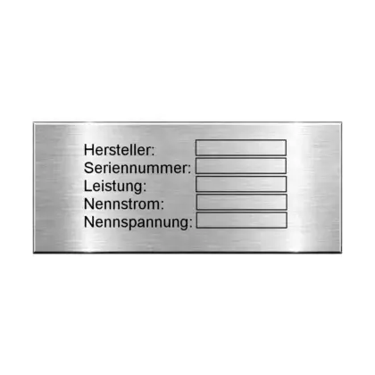 Typenschild online kaufen aus Edelstahl Maße: 70x30 mm