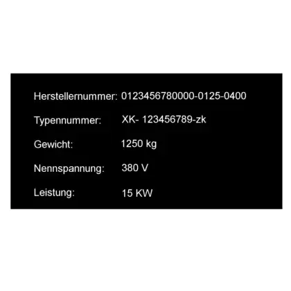 Kunststoff Typenschild frei skalierbar in schwarz