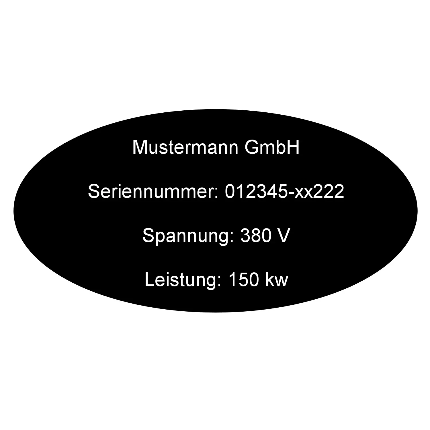 Kunststoffschild rund, oval in schwarz Größe frei skalierbar