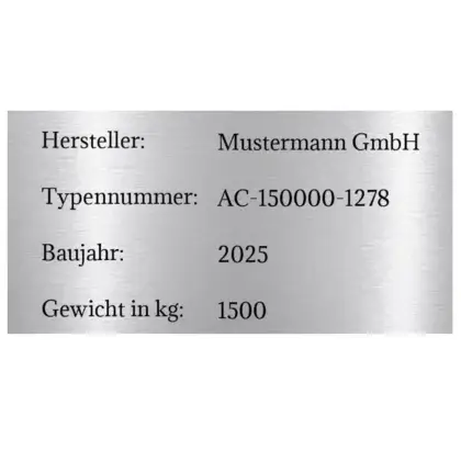 Schild Edelstahl-Optik nach Maß aus Kunststoff frei skalierbar