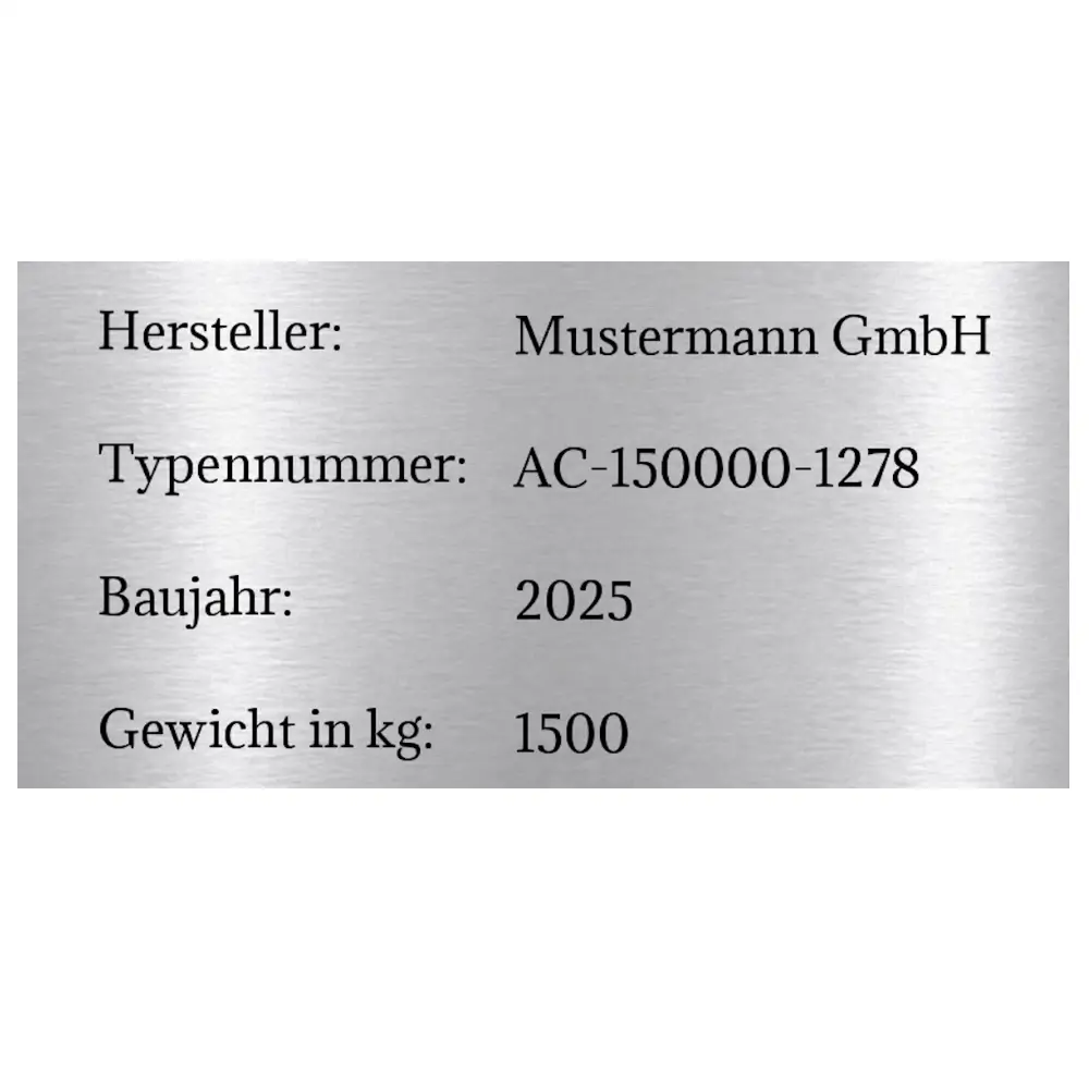 Schild Edelstahl-Optik nach Maß aus Kunststoff frei skalierbar