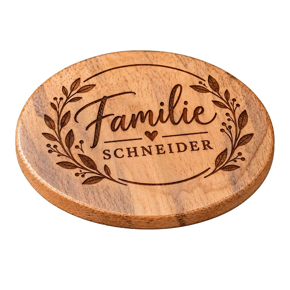 Holz Untersetzer mit Gravur Maße: ca. 100x100 mm mit Lasergravur
