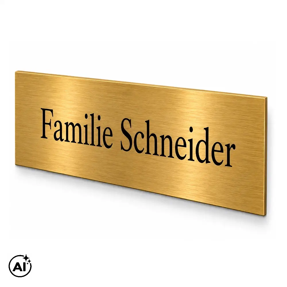 Schweres Messing Namensschild mit Gravur Maße:200x100x4 mm